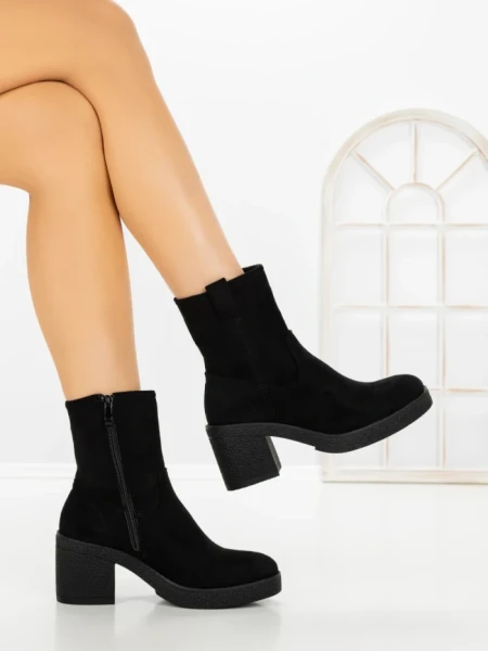 Botine cu Toc Gros 68263 BLACK | CM