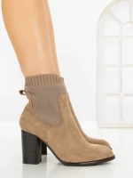 Botine cu Toc Gros 68192 KHAKI | CM