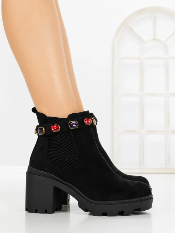 Botine cu Toc Gros YZ19-35 BLACK | H&D