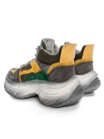 Pantofi Sport Dama din piele naturala HD7673 DARK GREEN-YELLOW | ADVANCER
