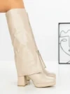 Cizme Dama cu Toc si Platforma QT07-12 BEIGE | BELLICY