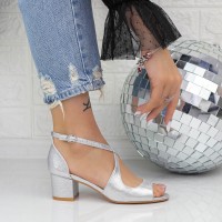 Sandale Dama cu Toc gros YXD20 Argintiu (A05) Mei