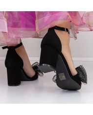 Sandale Dama cu Toc gros 3XKK25 Negru Mei