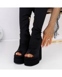 Sandale Dama cu Toc subtire si Platforma XKK171 Black Reina