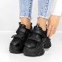 Pantofi Sport Dama cu Platforma 3WL71 Negru | Reina