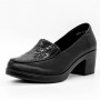Pantofi cu Toc gros 1583-10 Negru | Reina