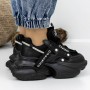 Pantofi Sport Dama cu Platforma 3WL102 Negru | Reina