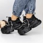 Pantofi Sport Dama cu Platforma 3WL150 Negru | Reina