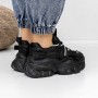 Pantofi Sport Dama cu Platforma 3WL150 Negru | Reina