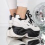 Pantofi Sport Dama cu Platforma 3SJN26 Negru-Alb | Reina