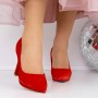 Pantofi cu Toc gros 3DC33 Rosu | Reina