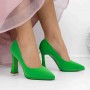 Pantofi cu Toc gros 3DC33 Verde | Reina