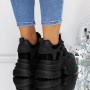 Pantofi Sport Dama cu Platforma 3SJN28 Negru | Reina