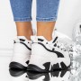Pantofi Sport Dama cu Platforma 3SJN30 Negru-Alb | Reina