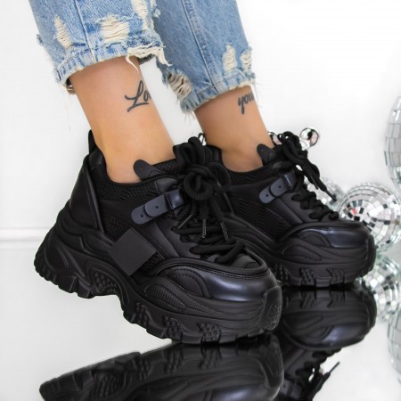 Pantofi Sport dama cu Platforma 3SJN55 Negru | Reina