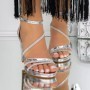 Sandale Dama cu Toc 3XKK112 Argintiu Reina