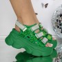 Sandale Dama cu Platforma 3WL231 Verde | Reina