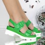 Sandale Dama cu Toc 3LE51 Verde | Reina
